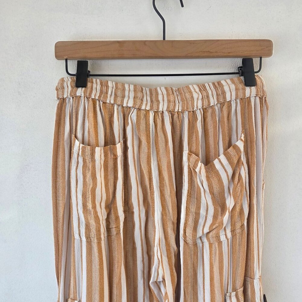Angie Beachy Striped Pull-On Pants Cargo Joggers Eastic Waist Women's M - Picture 4 of 8